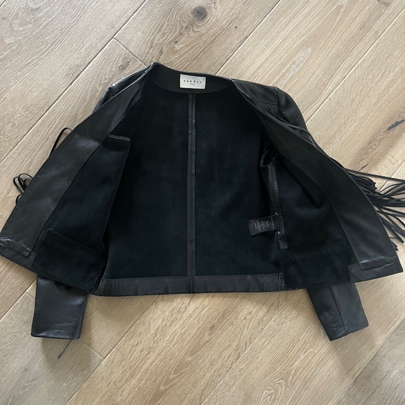 Sandro Leather Fringe Jacket | Size 1 fits like a 2/4 - Picture 5 of 7